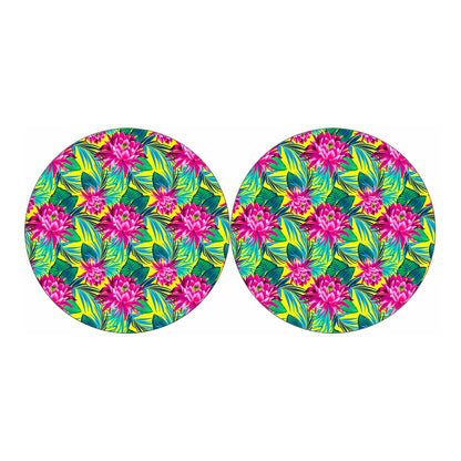Tropical Lotus Pattern Print Car Coasters