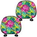 Tropical Lotus Pattern Print Car Headrest Covers