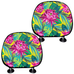 Tropical Lotus Pattern Print Car Headrest Covers