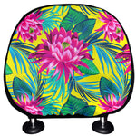 Tropical Lotus Pattern Print Car Headrest Covers