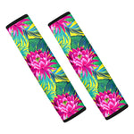 Tropical Lotus Pattern Print Car Seat Belt Covers