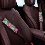 Tropical Lotus Pattern Print Car Seat Belt Covers