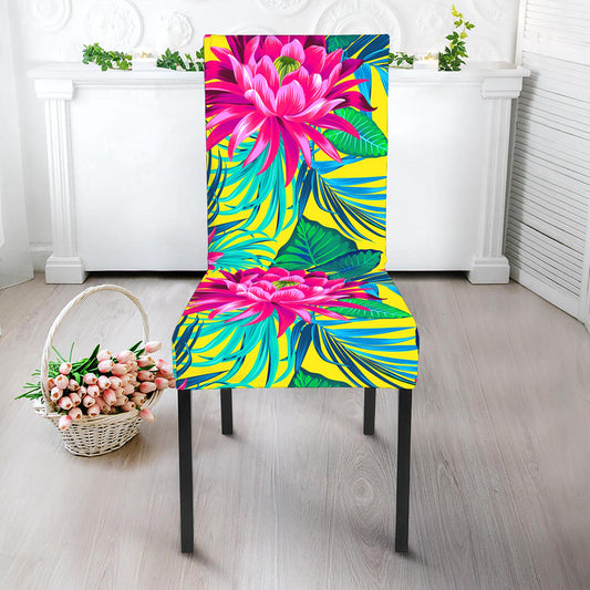 Tropical Lotus Pattern Print Dining Chair Slipcover