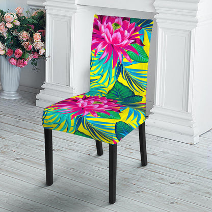 Tropical Lotus Pattern Print Dining Chair Slipcover