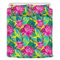 Tropical Lotus Pattern Print Duvet Cover Bedding Set