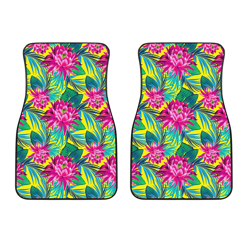 Tropical Lotus Pattern Print Front Car Floor Mats