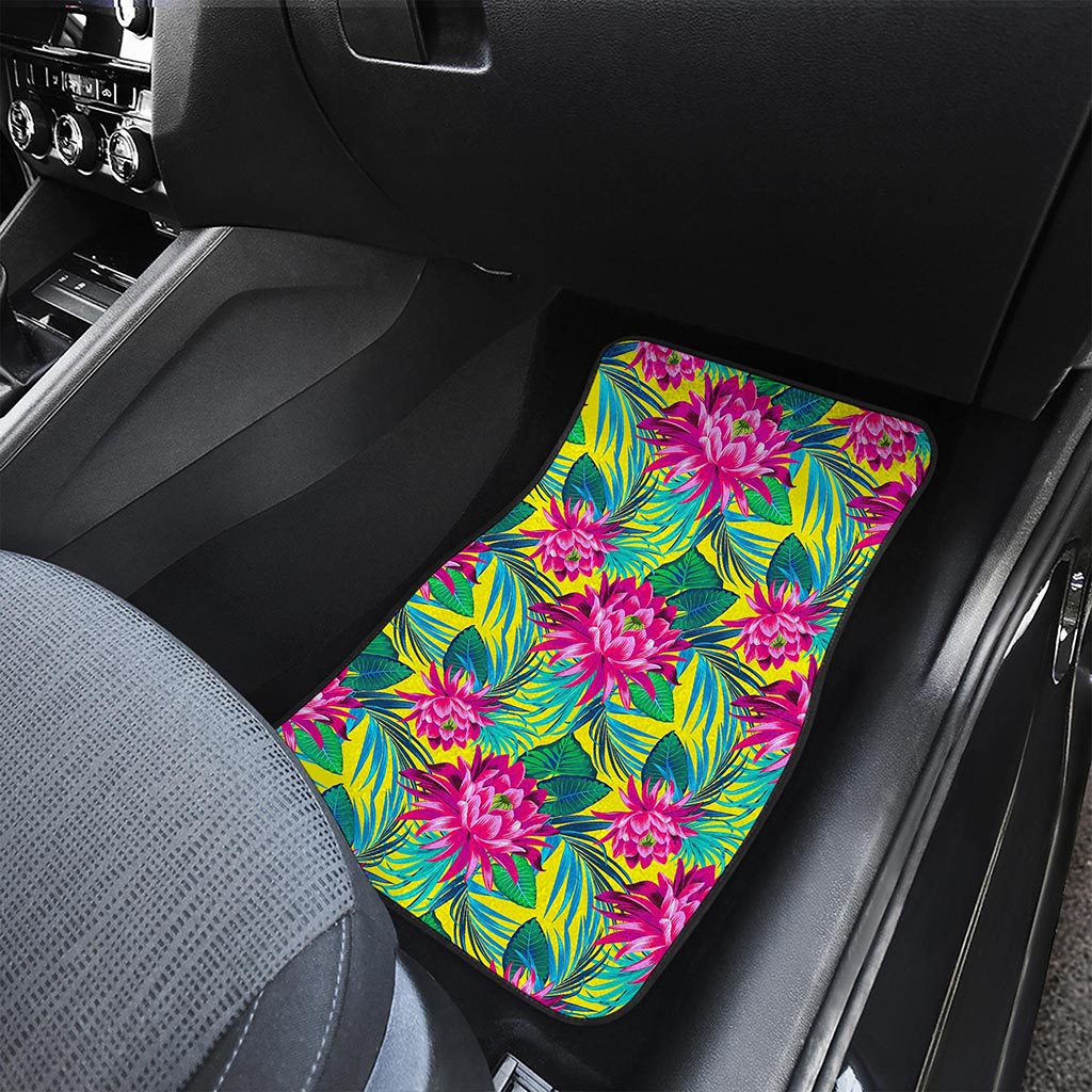 Tropical Lotus Pattern Print Front Car Floor Mats