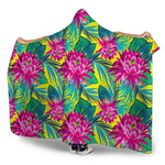 Tropical Lotus Pattern Print Hooded Blanket