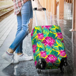 Tropical Lotus Pattern Print Luggage Cover GearFrost
