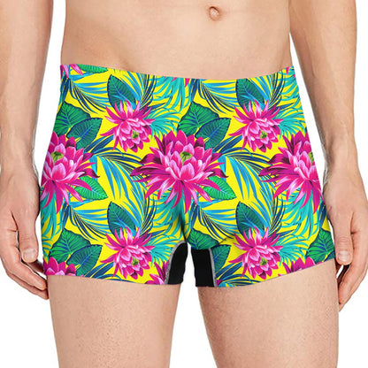 Tropical Lotus Pattern Print Men's Boxer Briefs