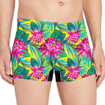 Tropical Lotus Pattern Print Men's Boxer Briefs