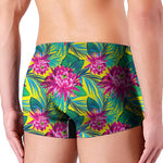 Tropical Lotus Pattern Print Men's Boxer Briefs