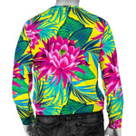 Tropical Lotus Pattern Print Men's Crewneck Sweatshirt GearFrost