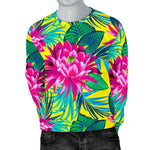 Tropical Lotus Pattern Print Men's Crewneck Sweatshirt GearFrost