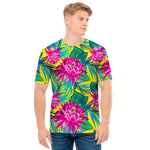 Tropical Lotus Pattern Print Men's T-Shirt