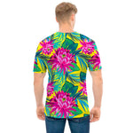 Tropical Lotus Pattern Print Men's T-Shirt