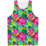Tropical Lotus Pattern Print Men's Tank Top