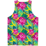Tropical Lotus Pattern Print Men's Tank Top