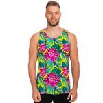 Tropical Lotus Pattern Print Men's Tank Top