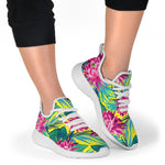 Tropical Lotus Pattern Print Mesh Knit Shoes GearFrost