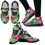 Tropical Lotus Pattern Print Mesh Knit Shoes GearFrost