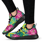 Tropical Lotus Pattern Print Mesh Knit Shoes GearFrost