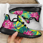 Tropical Lotus Pattern Print Mesh Knit Shoes GearFrost