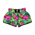 Tropical Lotus Pattern Print Muay Thai Boxing Shorts