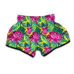 Tropical Lotus Pattern Print Muay Thai Boxing Shorts