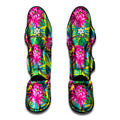 Tropical Lotus Pattern Print Muay Thai Shin Guards