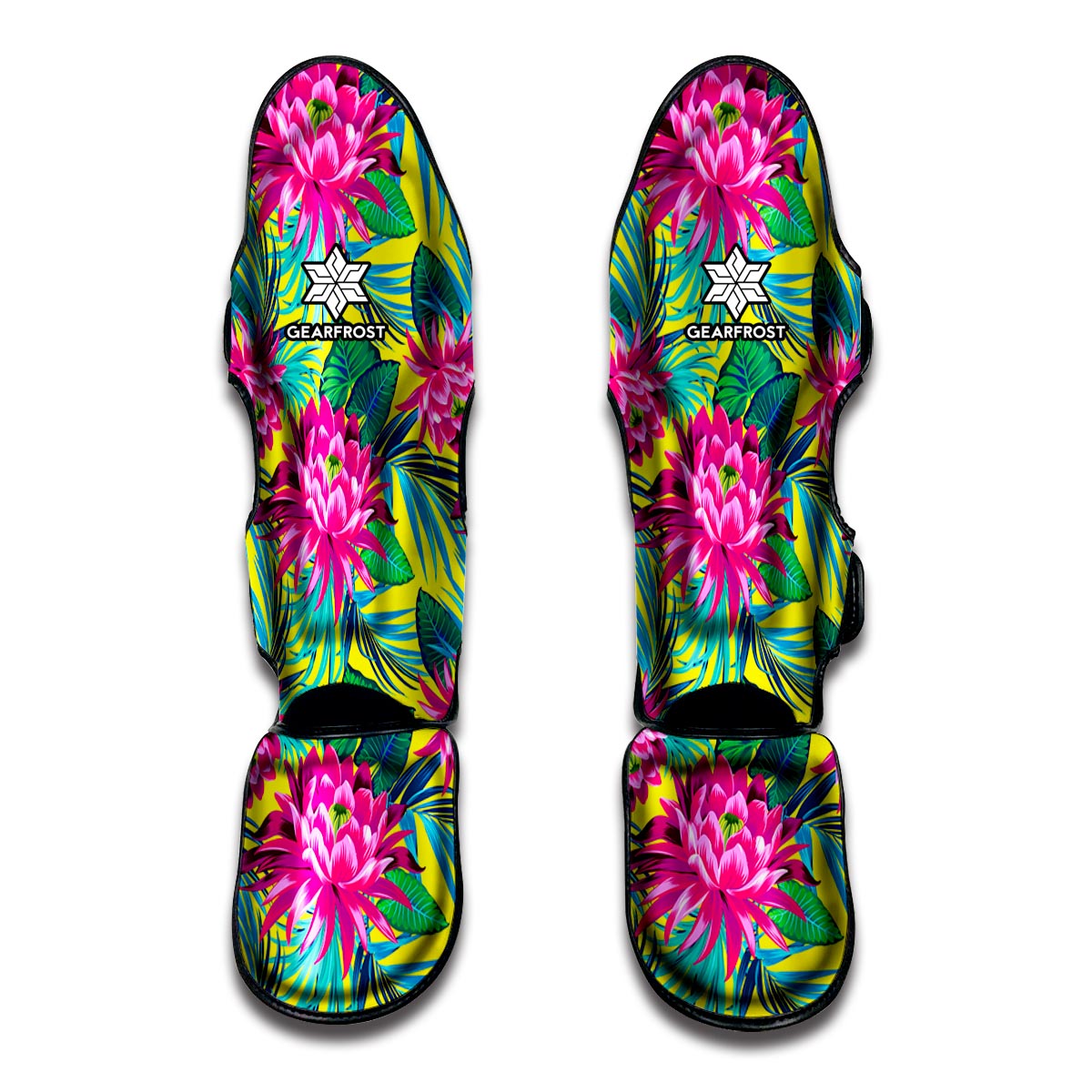 Tropical Lotus Pattern Print Muay Thai Shin Guard