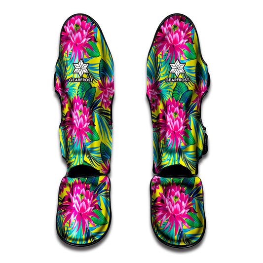 Tropical Lotus Pattern Print Muay Thai Shin Guard