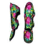 Tropical Lotus Pattern Print Muay Thai Shin Guard