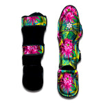 Tropical Lotus Pattern Print Muay Thai Shin Guard
