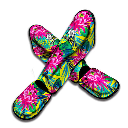 Tropical Lotus Pattern Print Muay Thai Shin Guard