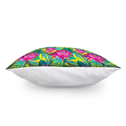 Tropical Lotus Pattern Print Pillow Cover