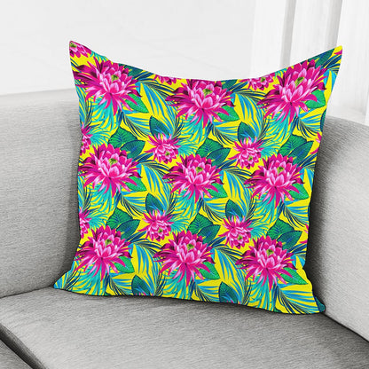 Tropical Lotus Pattern Print Pillow Cover