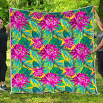 Tropical Lotus Pattern Print Quilt