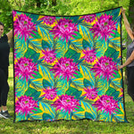 Tropical Lotus Pattern Print Quilt