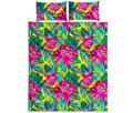 Tropical Lotus Pattern Print Quilt Bed Set