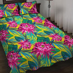 Tropical Lotus Pattern Print Quilt Bed Set