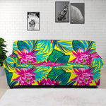 Tropical Lotus Pattern Print Sofa Cover