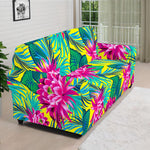 Tropical Lotus Pattern Print Sofa Cover