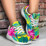 Tropical Lotus Pattern Print Sport Shoes GearFrost