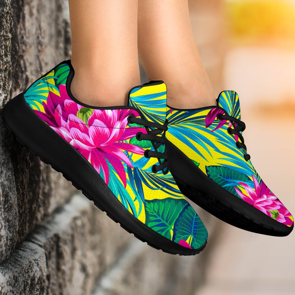 Tropical Lotus Pattern Print Sport Shoes GearFrost