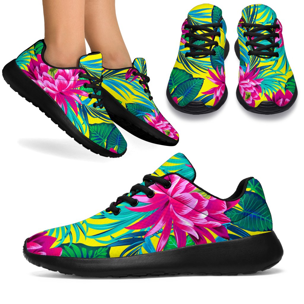 Tropical Lotus Pattern Print Sport Shoes GearFrost