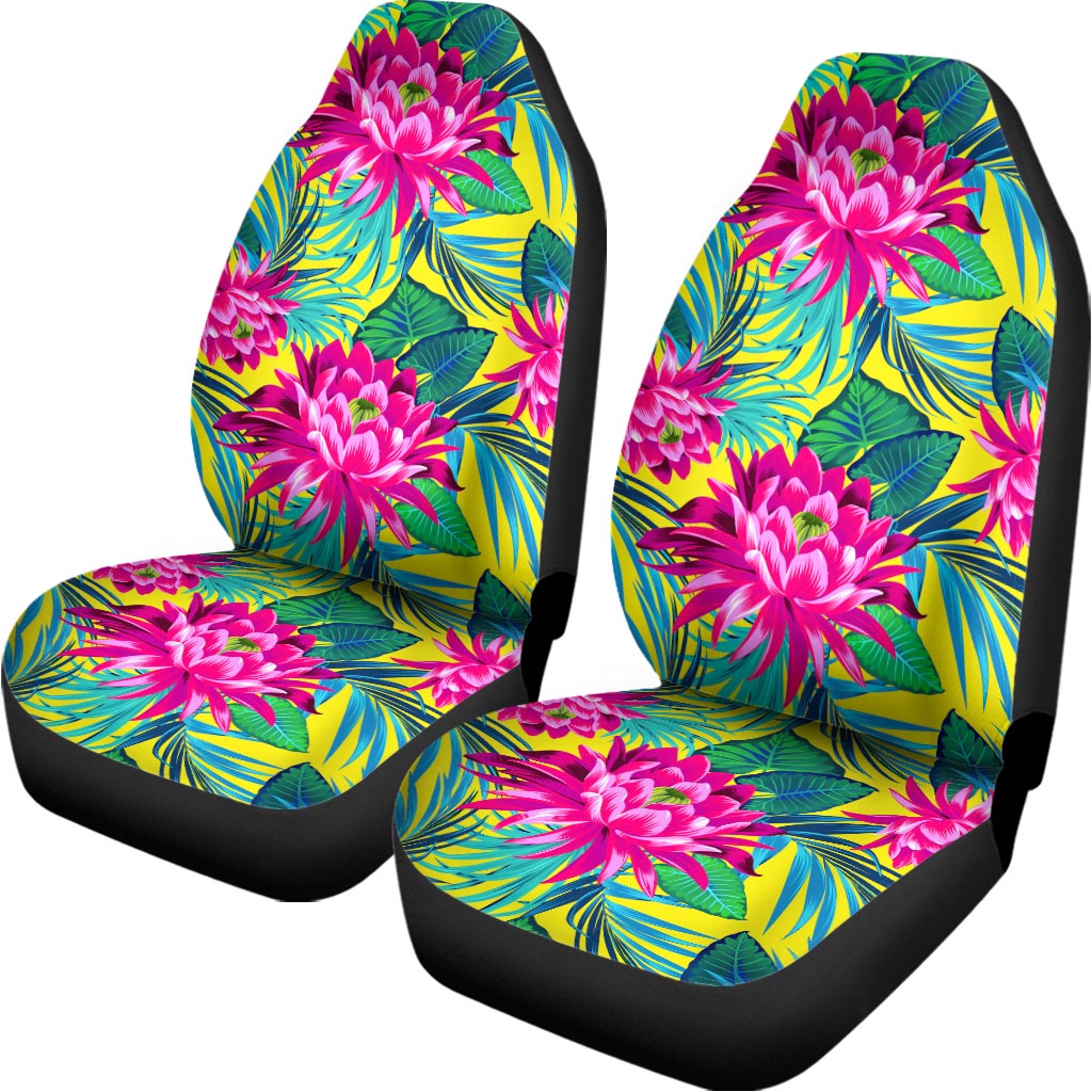 Tropical Lotus Pattern Print Universal Fit Car Seat Covers