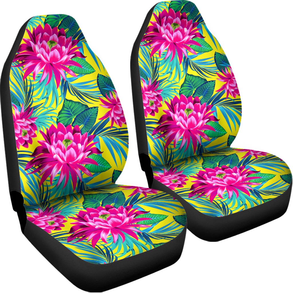 Tropical Lotus Pattern Print Universal Fit Car Seat Covers