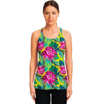 Tropical Lotus Pattern Print Women's Racerback Tank Top