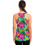 Tropical Lotus Pattern Print Women's Racerback Tank Top